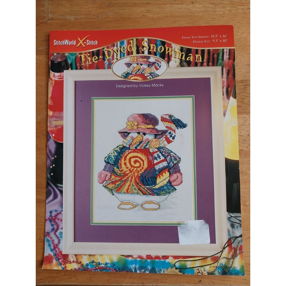 Tie-Dyed Snowman Cross Stitch Vickey Macky
